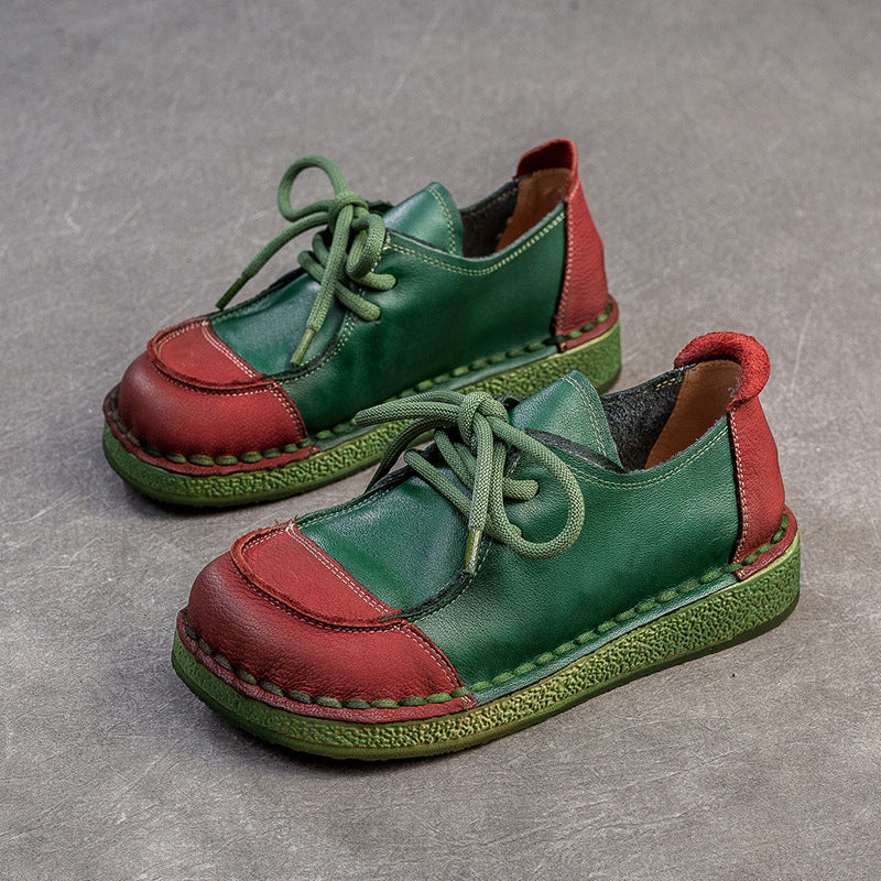 Women's Niche Top Layer Cowhide Flat Bottom Women's Casual Shoes