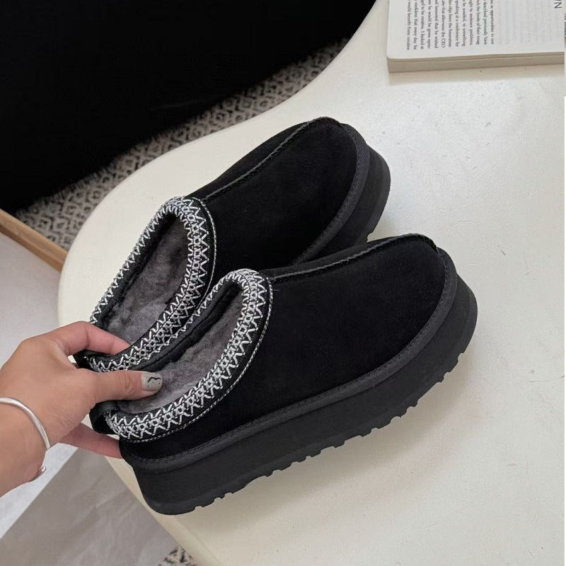 Women's Fur Integrated Thick-soled Ethnic Style Half Thickened Wool Women's Snow Boots
