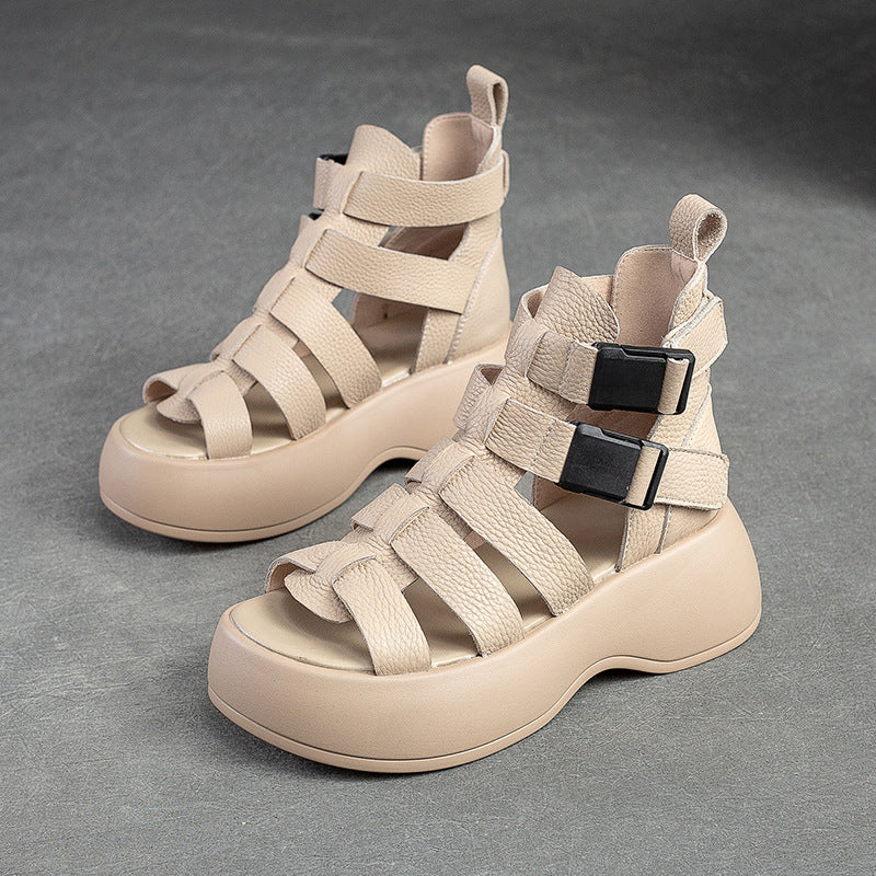Glamorous Women's Breathable Retro Roman Style Platform Sandals