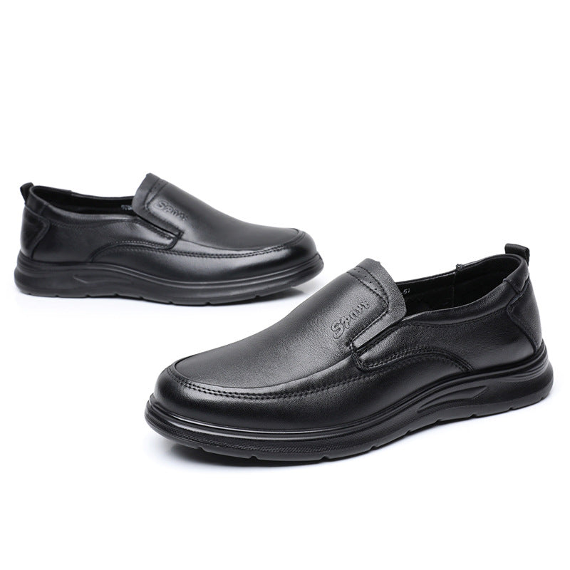 Men's Spring Sheepskin Comfortable Soft Dad Slip-on Men's Casual Leather Shoes