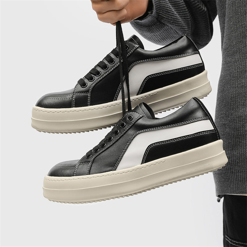 Thick Bottom Fashion Comfortable White Laser Hollow Out Niche Minimalist Men's Board Shoes