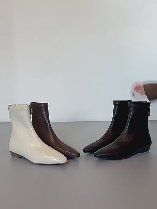 Women's French Style Temperament Korean Wedge Skinny Flat Small Boots