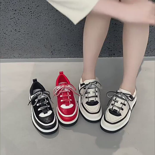 Women's Increasing Insole Classic Style Platform Panda Sneakers