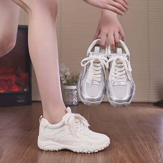 Women's Mesh Breathable Thick Bottom Versatile Crescent Women's Sports Shoes