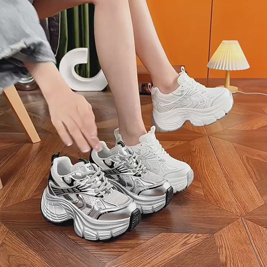 Women's Dad Fleece-lined Mesh Platform Height Increasing Women's Shoes