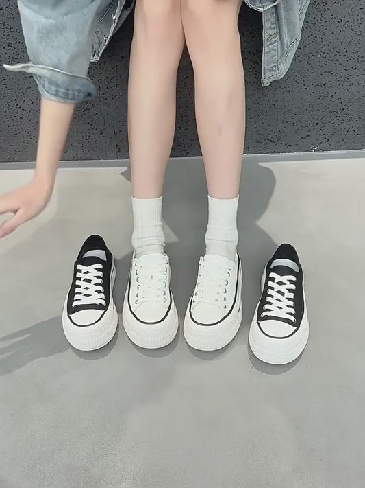 Women's Genuine Two-way White Spring Korean Style Versatile Platform Soft Women's Sports Shoes