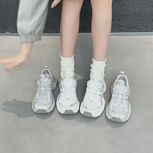 Women's Platform Mesh Surface Breathable Daddy Spring Soft Bottom Wild Women's Sports Shoes
