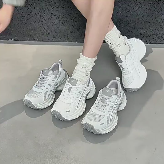 Women's Grinding Bottom Mesh Tire Lace Up Women's Sports Shoes