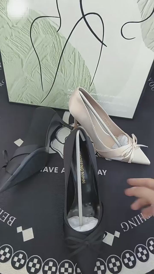 Women's Stilettos Bow Wedding Temperament Banquet Dress Heels