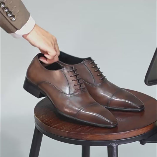 Men's Spring Gentleman Oxford First Layer Cowhide Business Formal Wear Leather Shoes