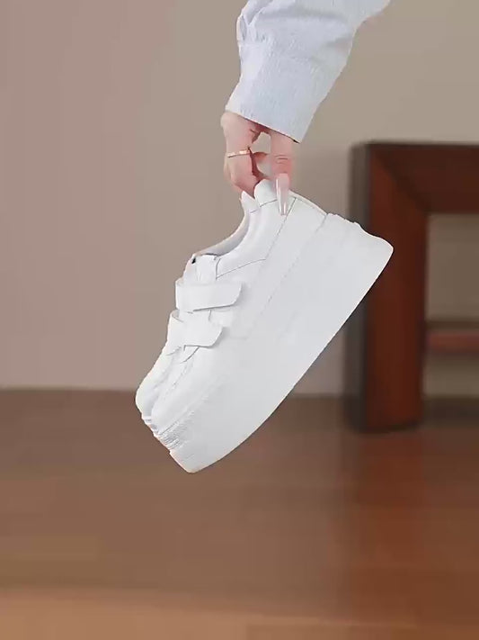 Women's Height Increasing Insole Velcro White Spring Platform Small Women's Casual Shoes
