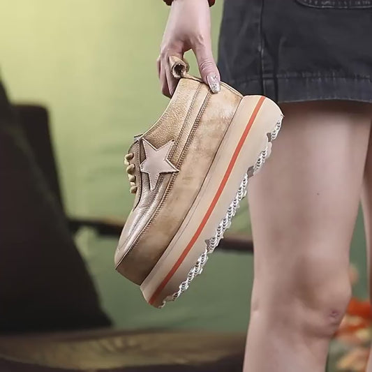 Women's Platform Retro Round Head Comfortable Four Sneakers