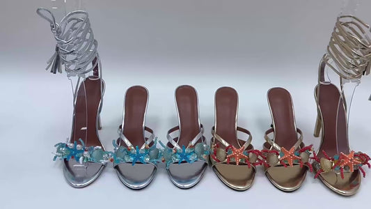 Hand Stitching Starfish Shell Pearl Jade Broken Heels