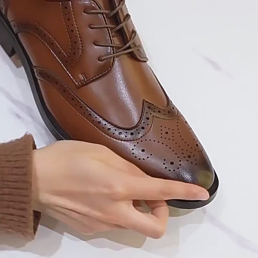 Men's Height Increasing Insole British Style Brogue Formal Derby Leather Shoes