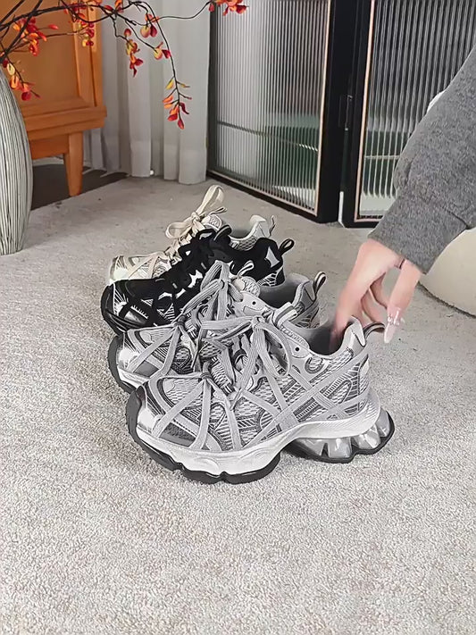Women's Insole Dad Spring Mesh Surface Thick Sole Lightweight Women's Sports Shoes