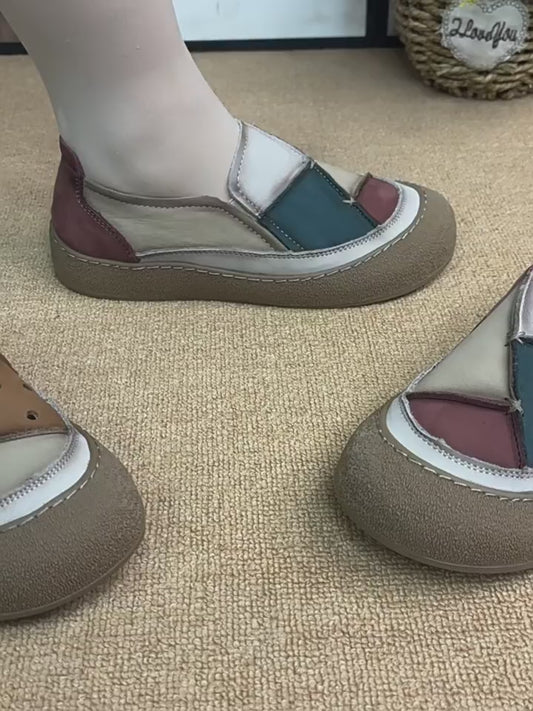 Women's First Layer Cowhide Muffin Platform Fashion Genuine Assorted Colors Women's Casual Shoes