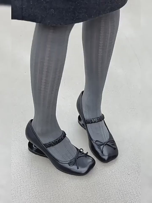 Style Retro Elegant High Fairy Suspension Profiled Bow Mary Heels