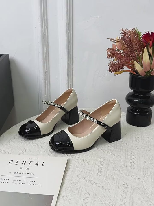 Jane Buckle Fairy French Chunky Large Leather Shoes