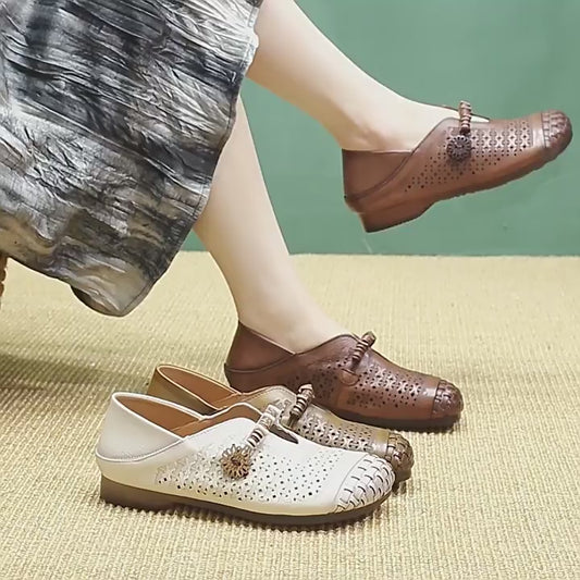 Classic Women's Retro Style Cowhide Comfortable Men's Shoes