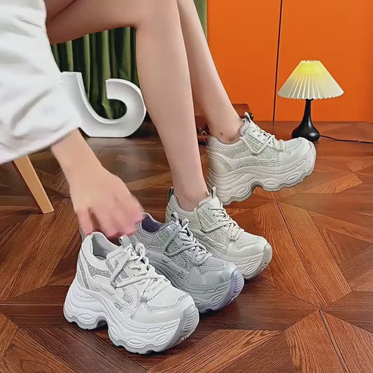 Women's Dad Spring Rhinestone Platform Lightweight Height Increasing Women's Sports Shoes
