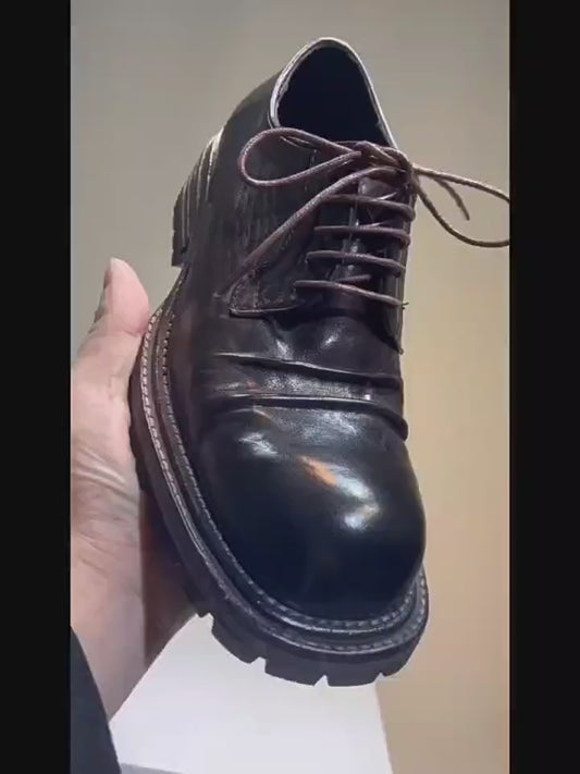 Men's Spring Genuine Horse Wash Raise The Bottom Men's Business Leather Shoes