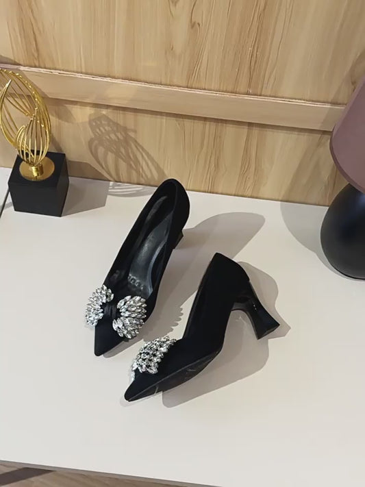 Elegant Small Size Bowknot Chunky Large Women's Fashion Shoes