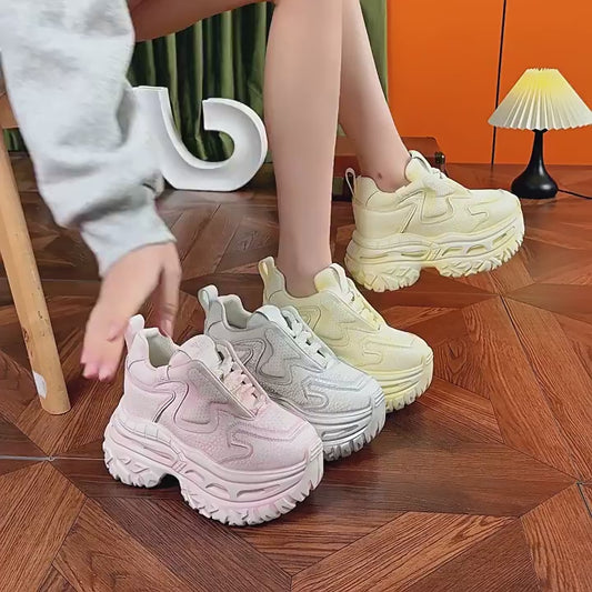 Women's Height Increasing Insole Dad Spring Fashion Brushed Versatile Women's Sports Shoes