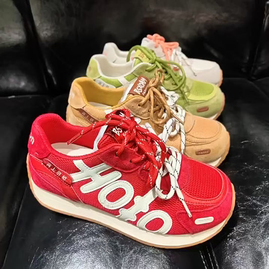 Women's Red German Training Korean Style Color Matching Women's Sports Shoes