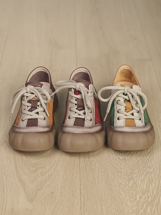 Women's Layer Cowhide Ugly Cute Spring Fashion Special Multicolor Women's Casual Shoes
