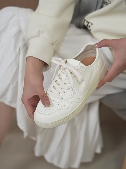 First Layer Cowhide Korean Style White Soft Bottom Women's Casual Shoes