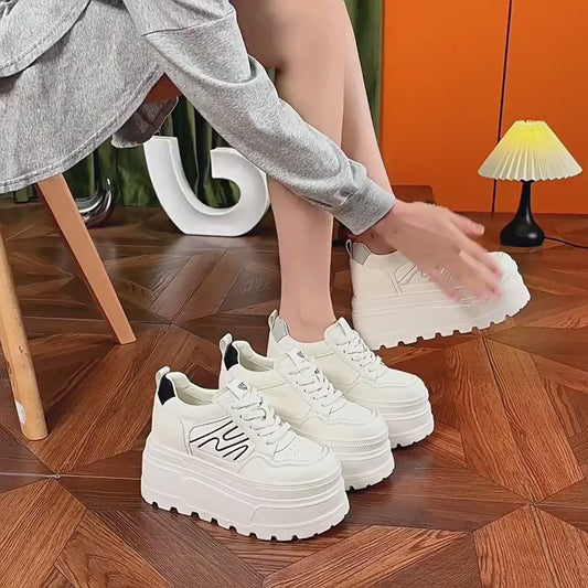 Women's Platform White Spring Hidden Muffin Soft Bottom Not Tired Men's Shoes